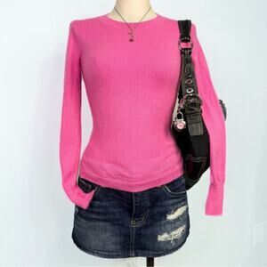 J.Crew 100% Cashmere Sweater Size XS Pink Crewneck Long Sleeve Soft Knit Fitted